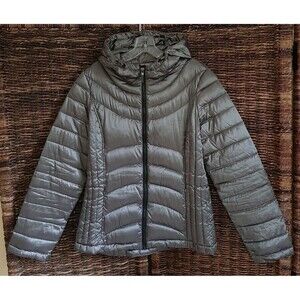 Andrew Marc Packable Down Puffer Jacket Women's Large Taupe Lightweight Coat